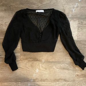 Hello Molly black cropped long sleeve top